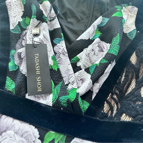 NWT Tadashi Shoji Floral Neoprene Lace Back Aline Gown Dresses - Picture 12 of 12